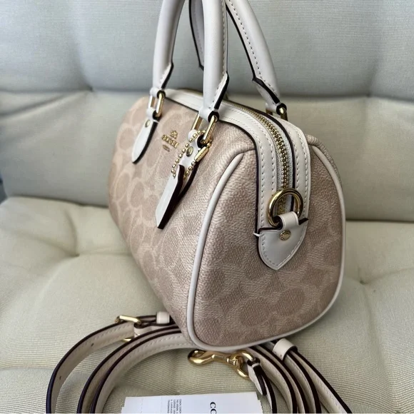 NWT Coach Mini Rowan Crossbody Sand Chalk Signature Canvas Bag CW329 - Picture 2 of 9